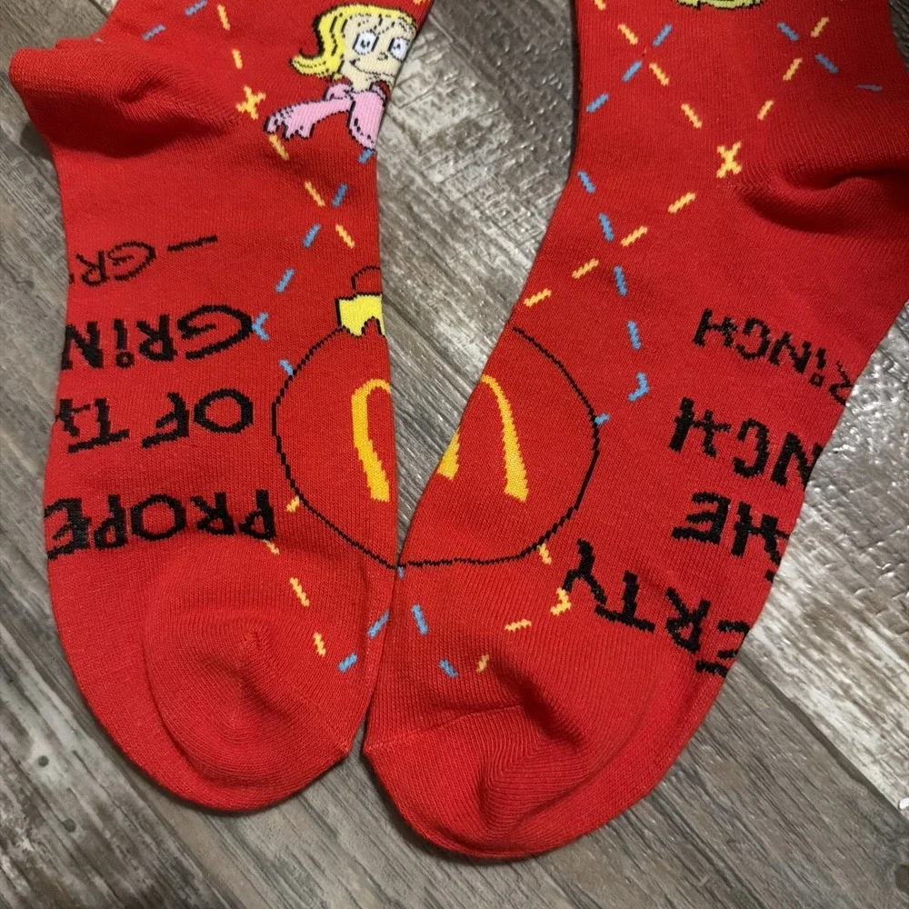 The Grinch Meal McDonald's Red Socks New Unused 2025 Limited Edition.